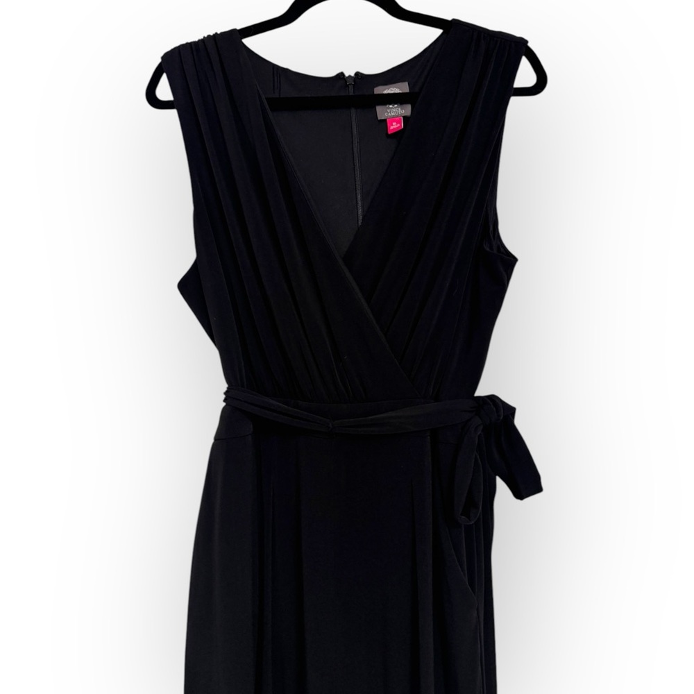 VINCE CAMUTO Faux Wrap Wide-Leg Jersey Jumpsuit, XL, Black - Picture 3 of 16